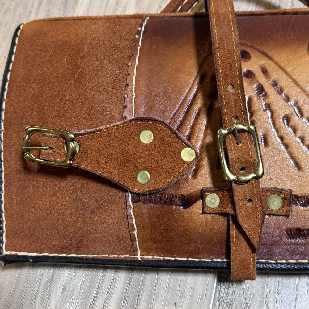VTG Leather Rifle Gun Case‎ Scabbard Hand Made Deer Scene Western Design 51x9